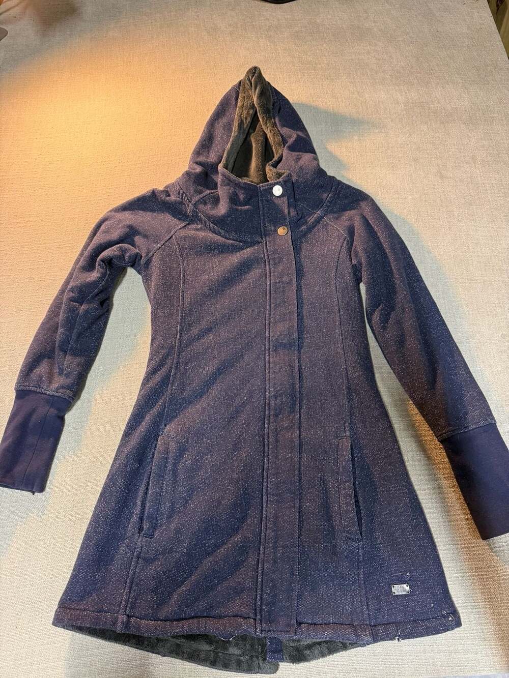 The North Face Women's Hooded Plush Coat Size S/P Blue Fleece Jacket
